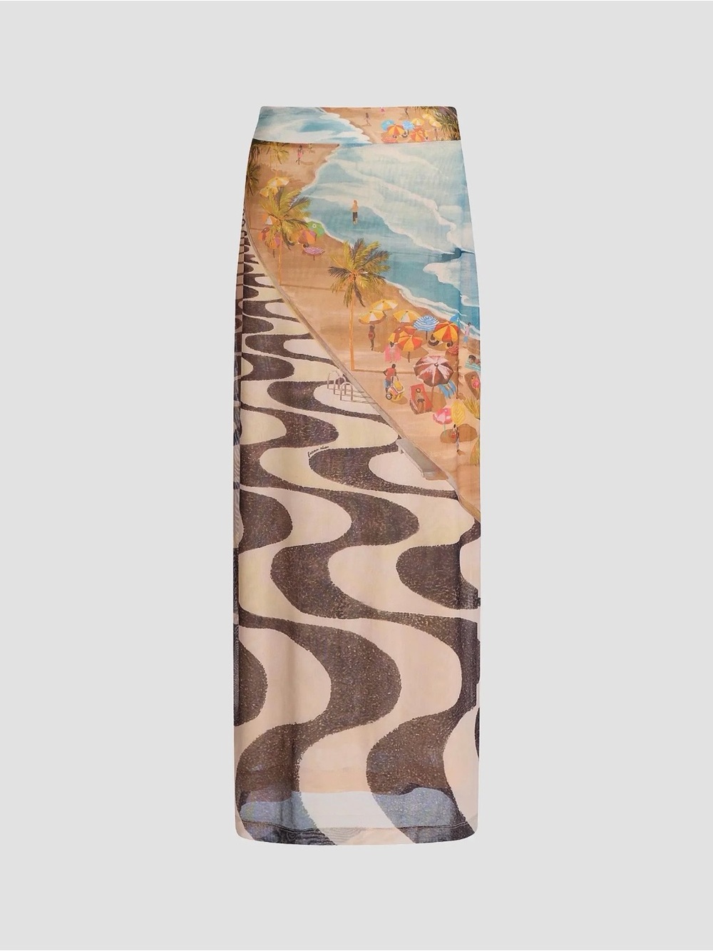 Farm Rio Copacaban Beach Printed Women's Maxi Skirt Color Brown Size Small NWOT